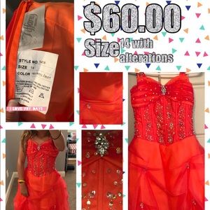 neon orange pageant dress worn twice
